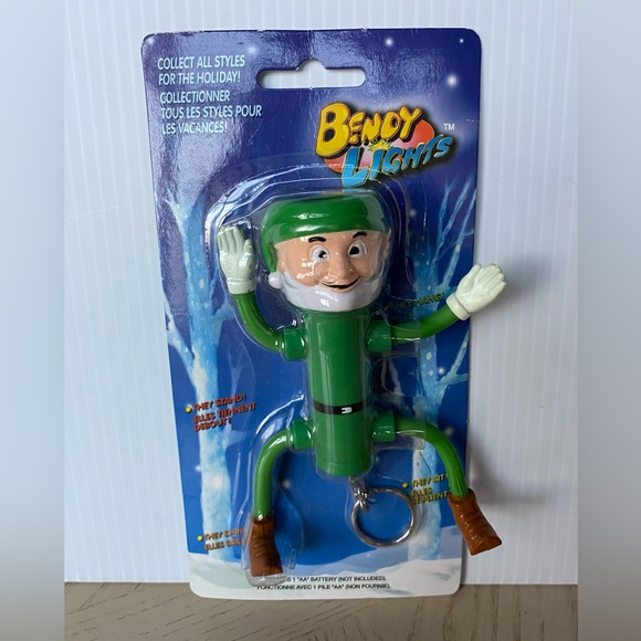 Vintage Bendy Lights Christmas Elf Flashlight Keychain ~ New in Package - Picture 1 of 9